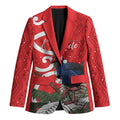 Personalized New Zealand Pukeko Christmas Blazer Meri Kirihimete Taniko Ponga Koru Red - Aussie Hoodie