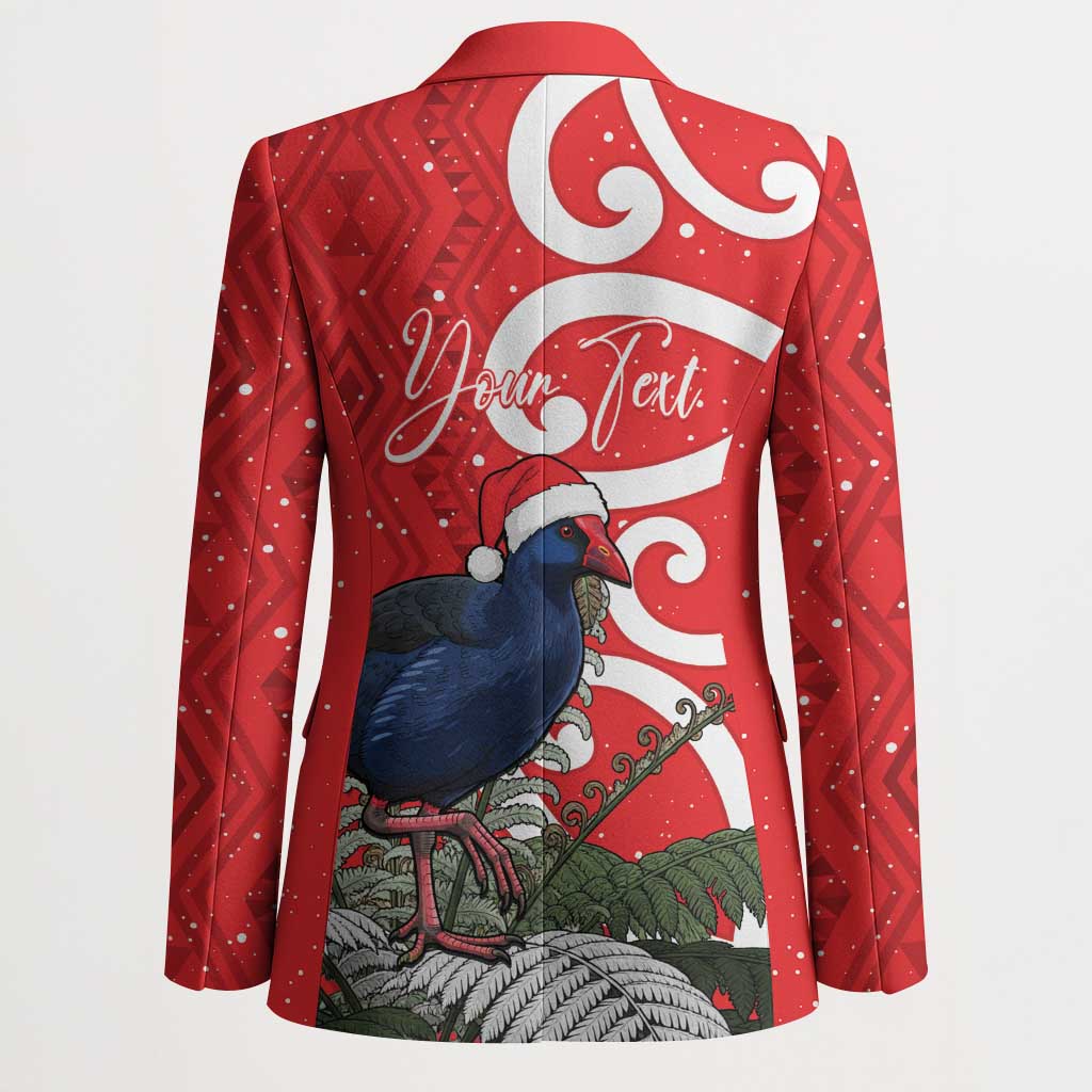 Personalized New Zealand Pukeko Christmas Blazer Meri Kirihimete Taniko Ponga Koru Red - Aussie Hoodie