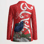 Personalized New Zealand Pukeko Christmas Blazer Meri Kirihimete Taniko Ponga Koru Red - Aussie Hoodie