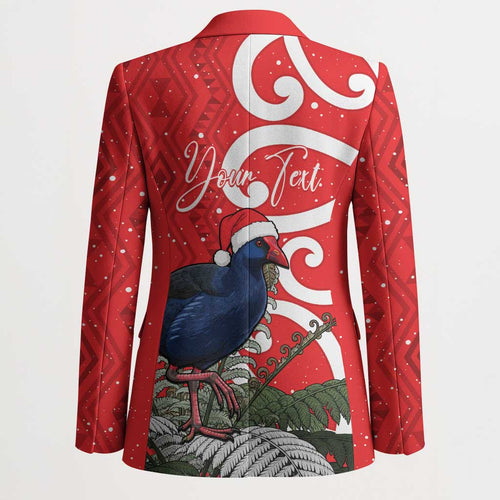 Personalized New Zealand Pukeko Christmas Blazer Meri Kirihimete Taniko Ponga Koru Red - Aussie Hoodie