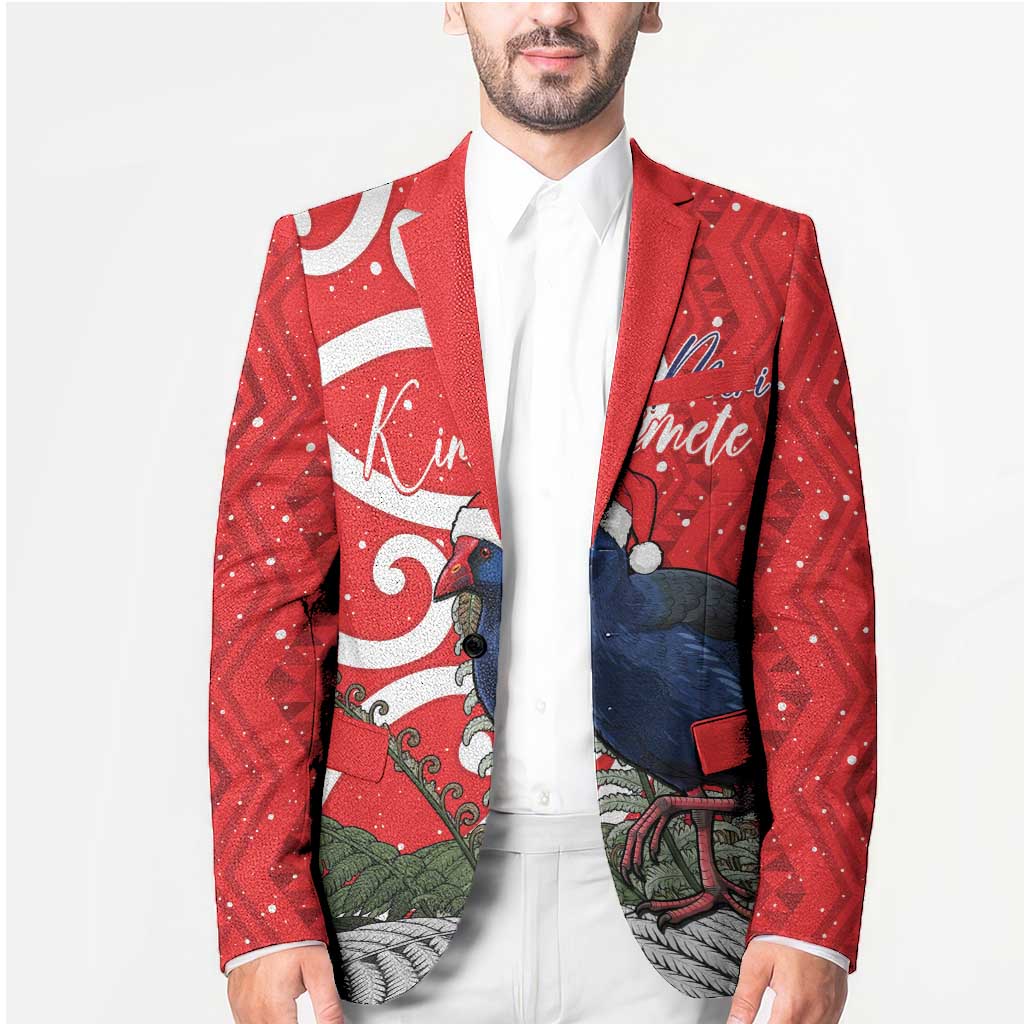 Personalized New Zealand Pukeko Christmas Blazer Meri Kirihimete Taniko Ponga Koru Red - Aussie Hoodie