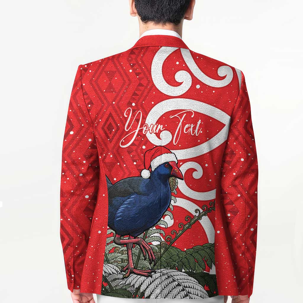 Personalized New Zealand Pukeko Christmas Blazer Meri Kirihimete Taniko Ponga Koru Red - Aussie Hoodie