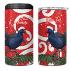 Personalized New Zealand Pukeko Christmas 4 in 1 Can Cooler Tumbler Meri Kirihimete Taniko Ponga Koru Red - Aussie Hoodie