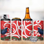 Personalized New Zealand Pukeko Christmas 4 in 1 Can Cooler Tumbler Meri Kirihimete Taniko Ponga Koru Red - Aussie Hoodie