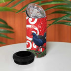 Personalized New Zealand Pukeko Christmas 4 in 1 Can Cooler Tumbler Meri Kirihimete Taniko Ponga Koru Red - Aussie Hoodie