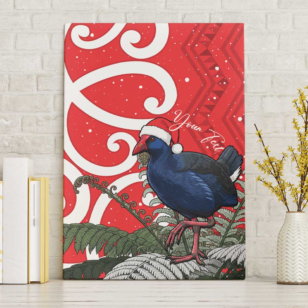 Personalized New Zealand Pukeko Christmas Canvas Wall Art Meri Kirihimete Taniko Ponga Koru Red - Aussie Hoodie