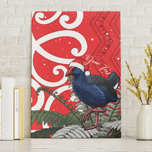 Personalized New Zealand Pukeko Christmas Canvas Wall Art Meri Kirihimete Taniko Ponga Koru Red - Aussie Hoodie