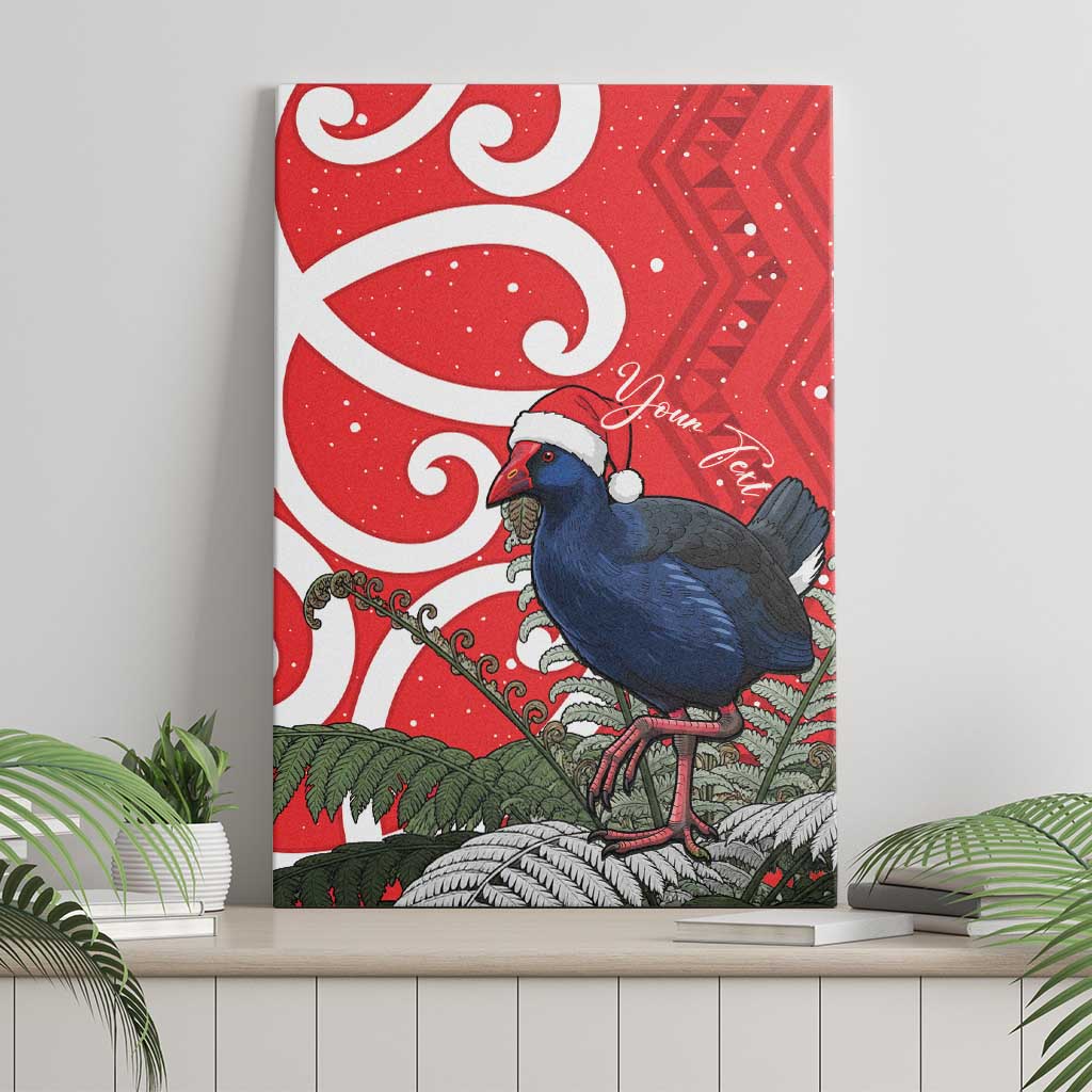 Personalized New Zealand Pukeko Christmas Canvas Wall Art Meri Kirihimete Taniko Ponga Koru Red - Aussie Hoodie
