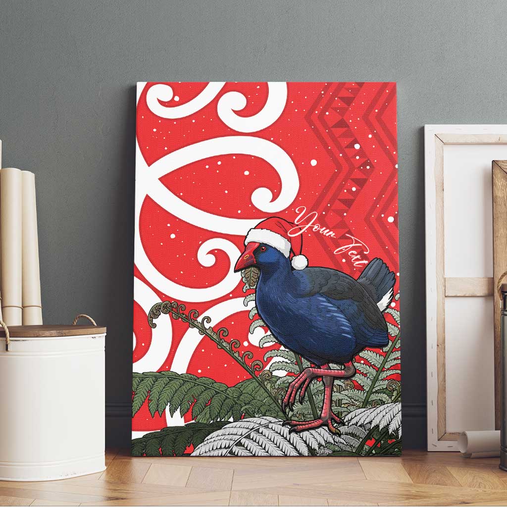 Personalized New Zealand Pukeko Christmas Canvas Wall Art Meri Kirihimete Taniko Ponga Koru Red - Aussie Hoodie