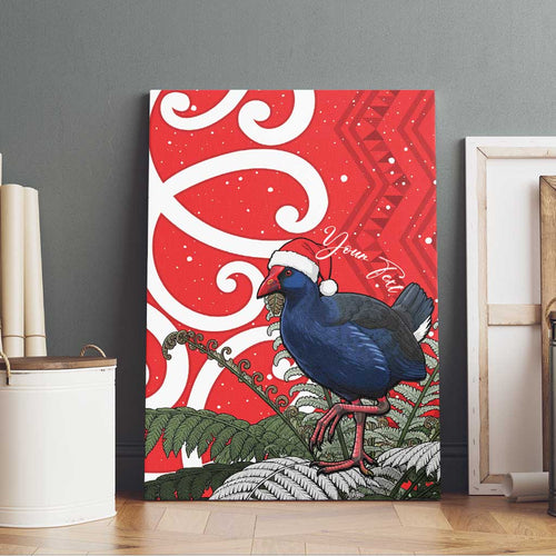 Personalized New Zealand Pukeko Christmas Canvas Wall Art Meri Kirihimete Taniko Ponga Koru Red - Aussie Hoodie