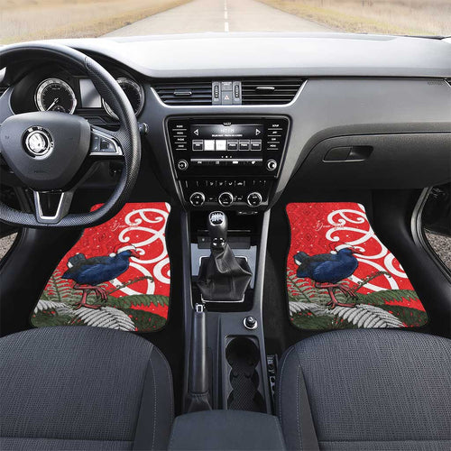 Personalized New Zealand Pukeko Christmas Car Mats Meri Kirihimete Taniko Ponga Koru Red - Aussie Hoodie