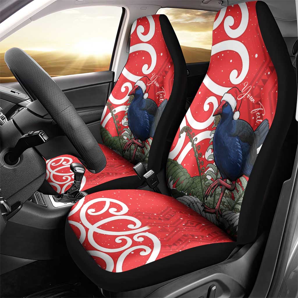 Personalized New Zealand Pukeko Christmas Car Seat Cover Meri Kirihimete Taniko Ponga Koru Red - Aussie Hoodie