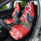 Personalized New Zealand Pukeko Christmas Car Seat Cover Meri Kirihimete Taniko Ponga Koru Red - Aussie Hoodie
