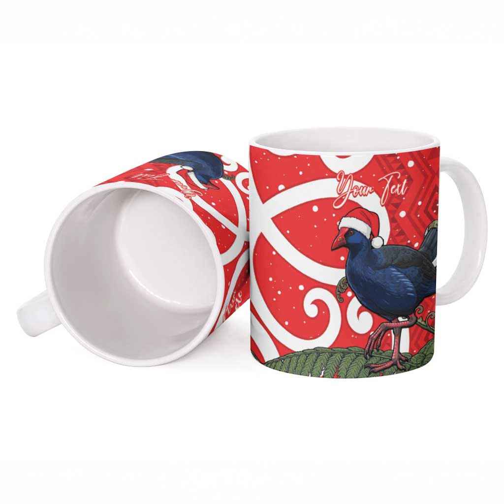 Personalized New Zealand Pukeko Christmas Ceramic Mug Meri Kirihimete Taniko Ponga Koru Red - Aussie Hoodie
