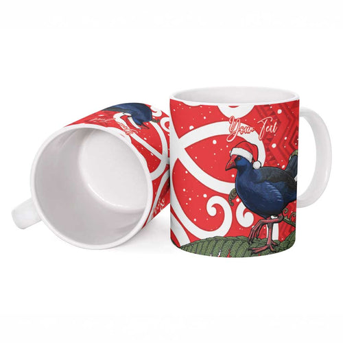 Personalized New Zealand Pukeko Christmas Ceramic Mug Meri Kirihimete Taniko Ponga Koru Red - Aussie Hoodie