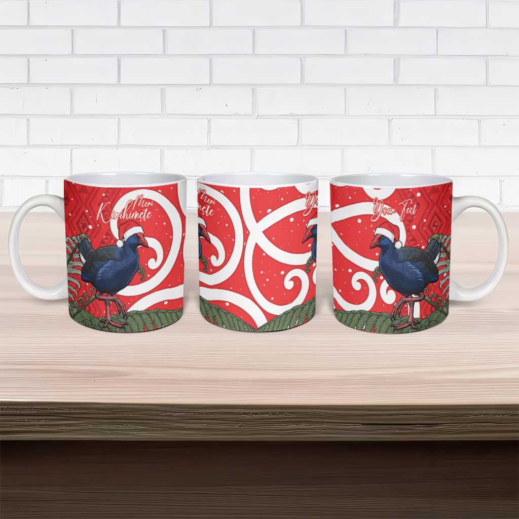 Personalized New Zealand Pukeko Christmas Ceramic Mug Meri Kirihimete Taniko Ponga Koru Red - Aussie Hoodie