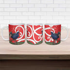 Personalized New Zealand Pukeko Christmas Ceramic Mug Meri Kirihimete Taniko Ponga Koru Red - Aussie Hoodie