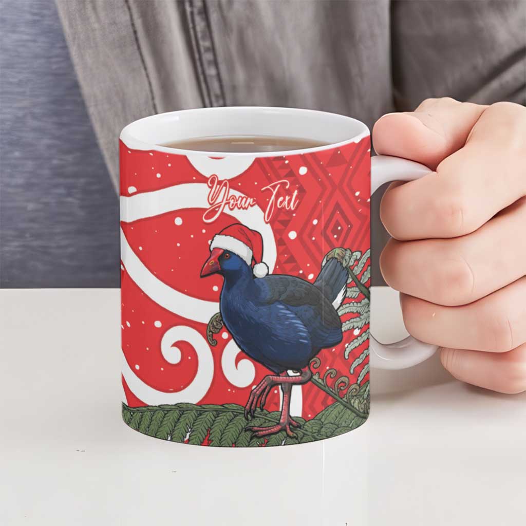 Personalized New Zealand Pukeko Christmas Ceramic Mug Meri Kirihimete Taniko Ponga Koru Red - Aussie Hoodie
