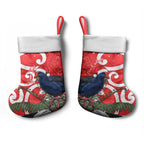 Personalized New Zealand Pukeko Christmas Stocking Meri Kirihimete Taniko Ponga Koru Red - Aussie Hoodie