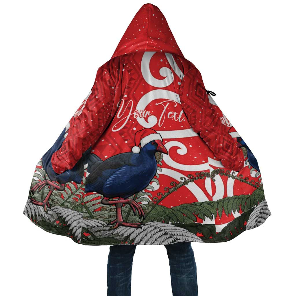 Personalized New Zealand Pukeko Christmas Cloak Meri Kirihimete Taniko Ponga Koru Red - Aussie Hoodie