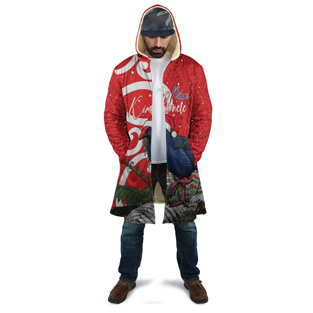 Personalized New Zealand Pukeko Christmas Cloak Meri Kirihimete Taniko Ponga Koru Red - Aussie Hoodie