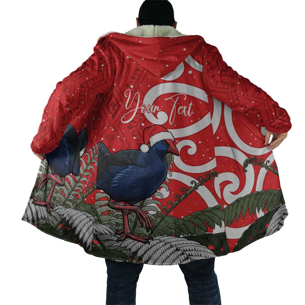 Personalized New Zealand Pukeko Christmas Cloak Meri Kirihimete Taniko Ponga Koru Red - Aussie Hoodie