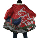 Personalized New Zealand Pukeko Christmas Cloak Meri Kirihimete Taniko Ponga Koru Red - Aussie Hoodie