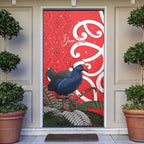 Personalized New Zealand Pukeko Christmas Door Cover Meri Kirihimete Taniko Ponga Koru Red - Aussie Hoodie