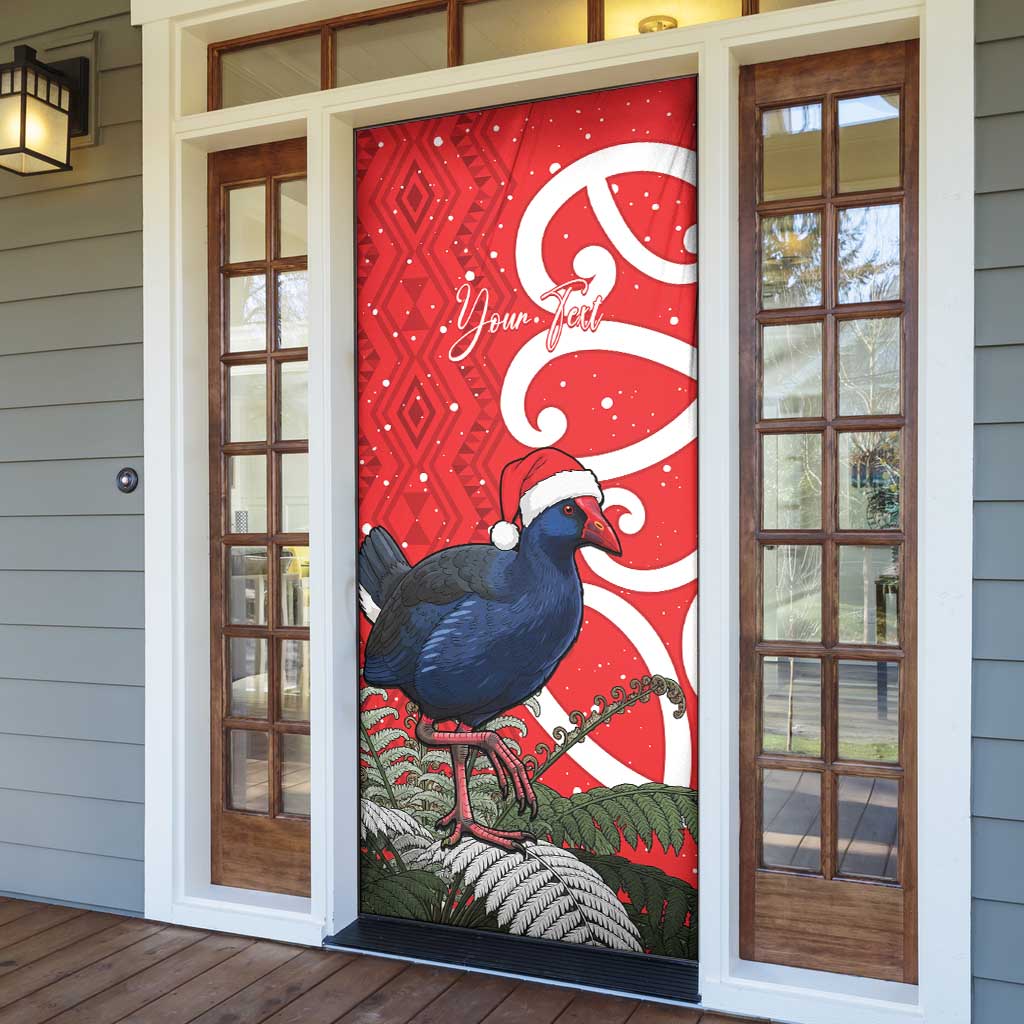 Personalized New Zealand Pukeko Christmas Door Cover Meri Kirihimete Taniko Ponga Koru Red - Aussie Hoodie