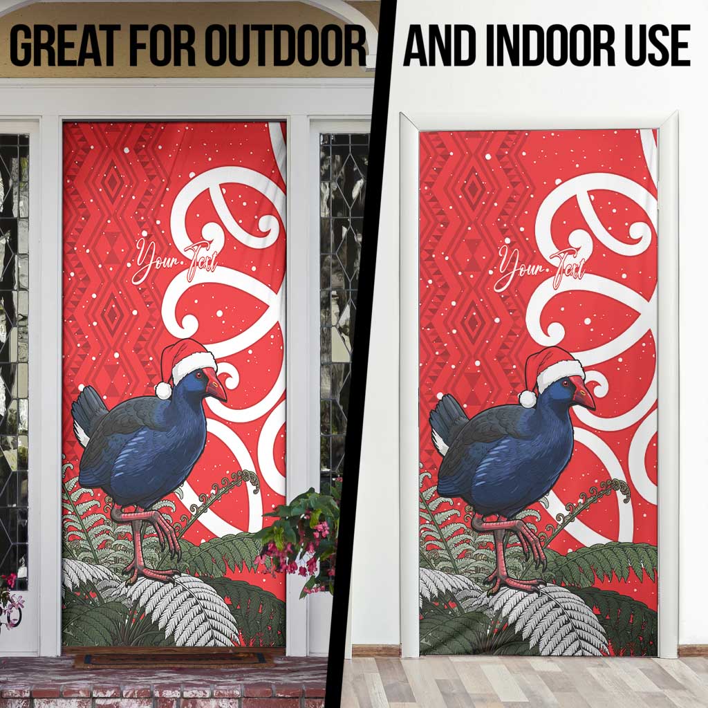 Personalized New Zealand Pukeko Christmas Door Cover Meri Kirihimete Taniko Ponga Koru Red - Aussie Hoodie