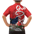 Personalized New Zealand Pukeko Christmas Family Matching Mermaid Dress and Hawaiian Shirt Meri Kirihimete Taniko Ponga Koru Red - Aussie Hoodie