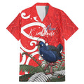 Personalized New Zealand Pukeko Christmas Family Matching Mermaid Dress and Hawaiian Shirt Meri Kirihimete Taniko Ponga Koru Red - Aussie Hoodie