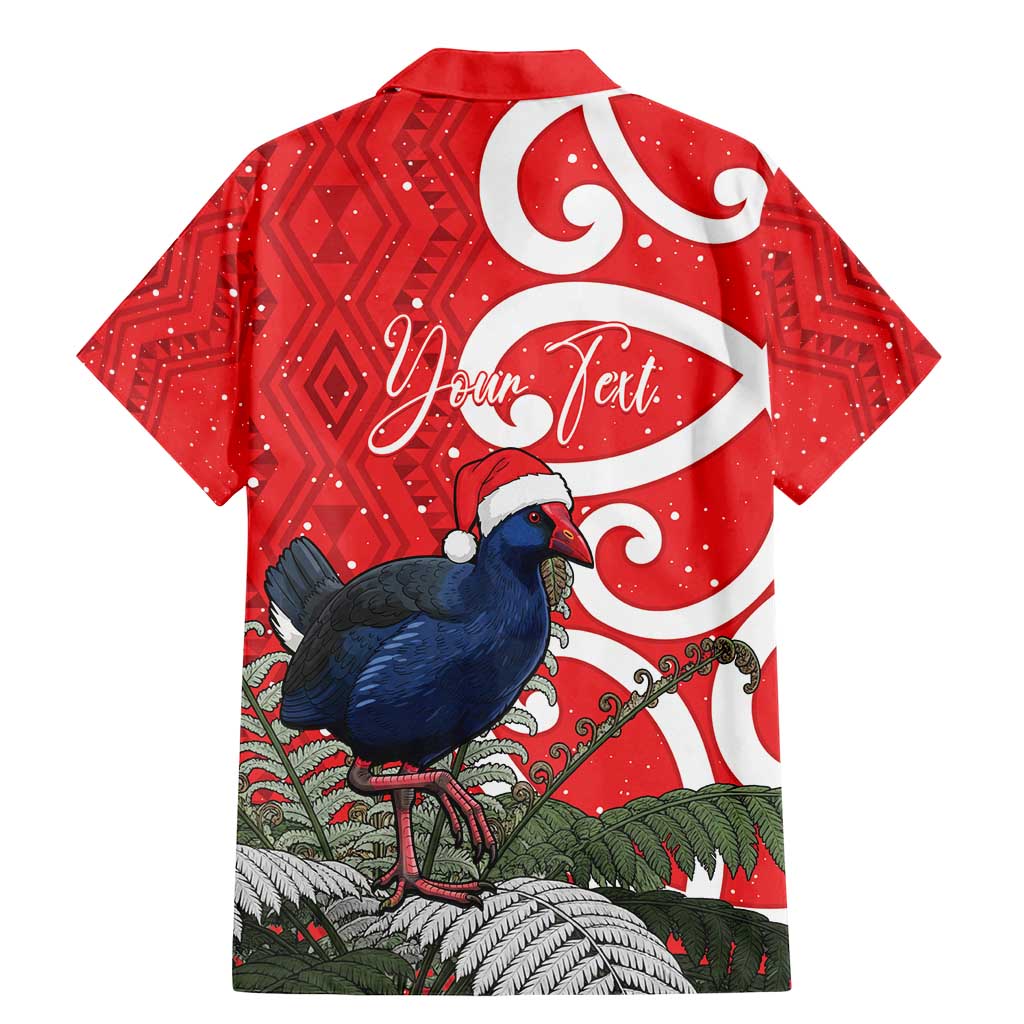 Personalized New Zealand Pukeko Christmas Family Matching Mermaid Dress and Hawaiian Shirt Meri Kirihimete Taniko Ponga Koru Red - Aussie Hoodie