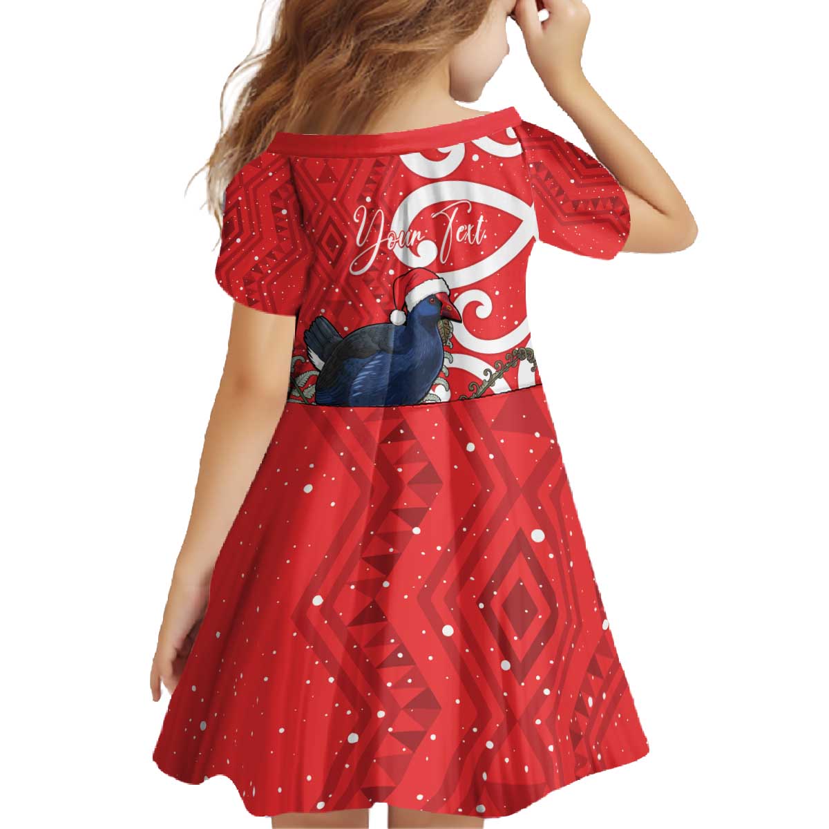Personalized New Zealand Pukeko Christmas Family Matching Off The Shoulder Long Sleeve Dress and Hawaiian Shirt Meri Kirihimete Taniko Ponga Koru Red - Aussie Hoodie