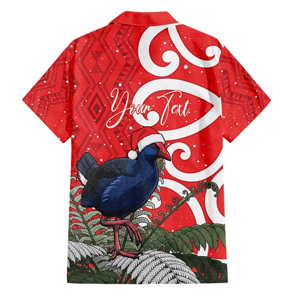 Personalized New Zealand Pukeko Christmas Family Matching Off Shoulder Maxi Dress and Hawaiian Shirt Meri Kirihimete Taniko Ponga Koru Red - Aussie Hoodie