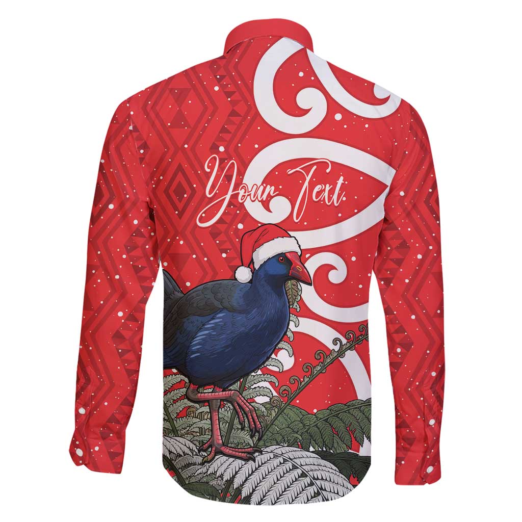 Personalized New Zealand Pukeko Christmas Family Matching Off Shoulder Maxi Dress and Hawaiian Shirt Meri Kirihimete Taniko Ponga Koru Red - Aussie Hoodie
