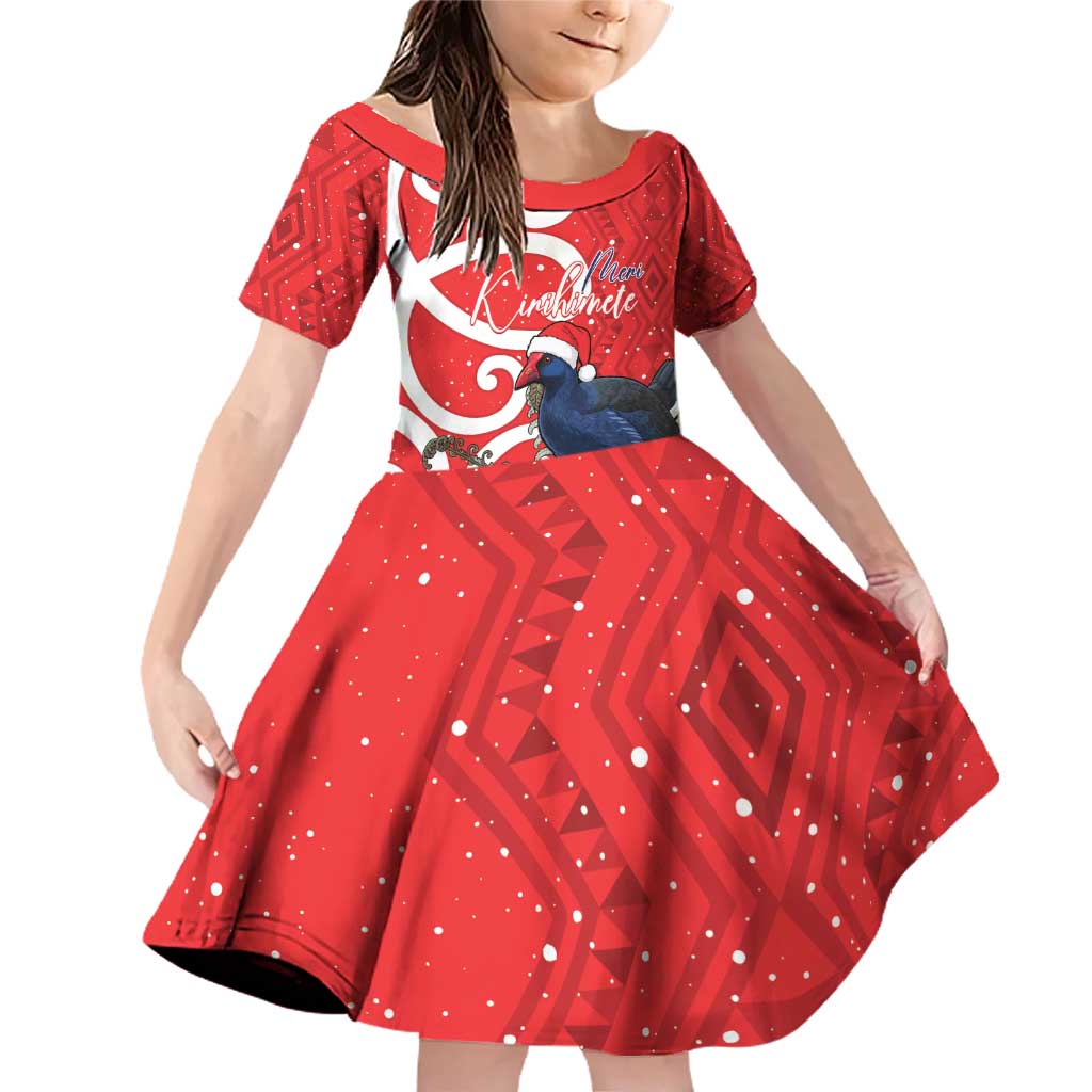 Personalized New Zealand Pukeko Christmas Family Matching Off Shoulder Short Dress and Hawaiian Shirt Meri Kirihimete Taniko Ponga Koru Red - Aussie Hoodie