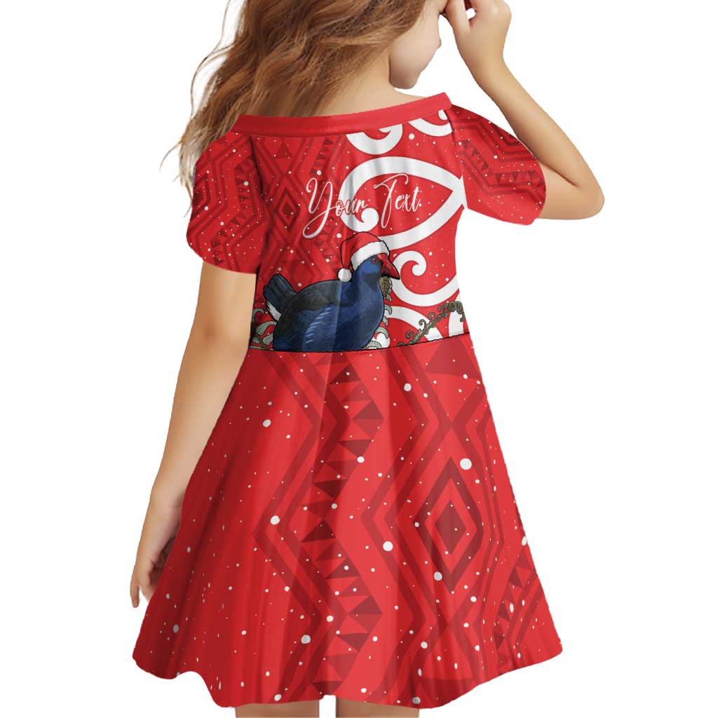 Personalized New Zealand Pukeko Christmas Family Matching Off Shoulder Short Dress and Hawaiian Shirt Meri Kirihimete Taniko Ponga Koru Red - Aussie Hoodie