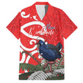 Personalized New Zealand Pukeko Christmas Family Matching Puletasi and Hawaiian Shirt Meri Kirihimete Taniko Ponga Koru Red - Aussie Hoodie