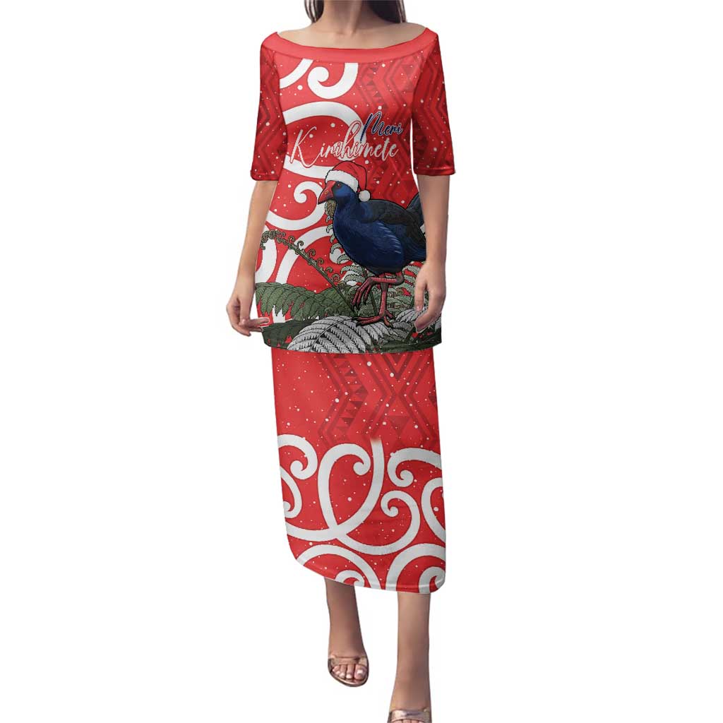 Personalized New Zealand Pukeko Christmas Family Matching Puletasi and Hawaiian Shirt Meri Kirihimete Taniko Ponga Koru Red - Aussie Hoodie