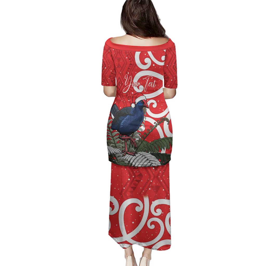 Personalized New Zealand Pukeko Christmas Family Matching Puletasi and Hawaiian Shirt Meri Kirihimete Taniko Ponga Koru Red - Aussie Hoodie