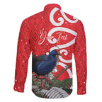 Personalized New Zealand Pukeko Christmas Family Matching Tank Maxi Dress and Hawaiian Shirt Meri Kirihimete Taniko Ponga Koru Red - Aussie Hoodie