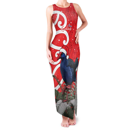 Personalized New Zealand Pukeko Christmas Family Matching Tank Maxi Dress and Hawaiian Shirt Meri Kirihimete Taniko Ponga Koru Red - Aussie Hoodie