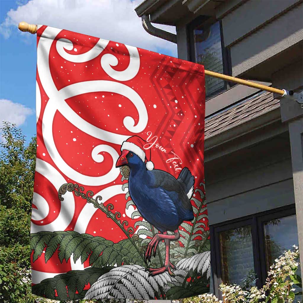 Personalized New Zealand Pukeko Christmas Garden Flag Meri Kirihimete Taniko Ponga Koru Red - Aussie Hoodie