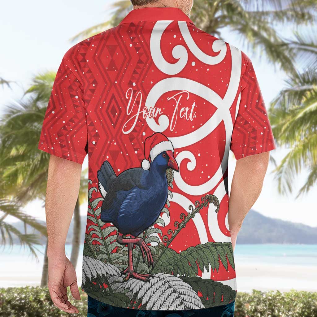 Personalized New Zealand Pukeko Christmas Hawaiian Shirt Meri Kirihimete Taniko Ponga Koru Red - Aussie Hoodie