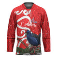 Personalized New Zealand Pukeko Christmas Hockey Jersey Meri Kirihimete Taniko Ponga Koru Red - Aussie Hoodie