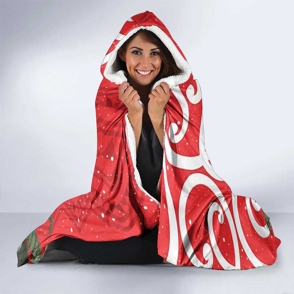 Personalized New Zealand Pukeko Christmas Hooded Blanket Meri Kirihimete Taniko Ponga Koru Red - Aussie Hoodie