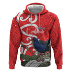 Personalized New Zealand Pukeko Christmas Hoodie Meri Kirihimete Taniko Ponga Koru Red - Aussie Hoodie