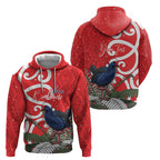Personalized New Zealand Pukeko Christmas Hoodie Meri Kirihimete Taniko Ponga Koru Red - Aussie Hoodie