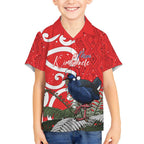 Personalized New Zealand Pukeko Christmas Kid Hawaiian Shirt Meri Kirihimete Taniko Ponga Koru Red - Aussie Hoodie